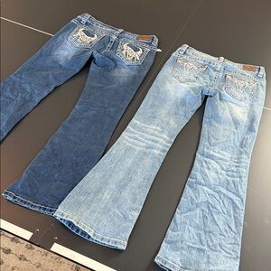 Shyanne Dark and Light Blue Flare Jeans 10